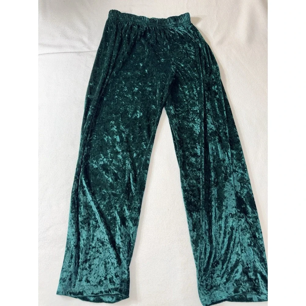 TR Bently Floral Blouse & Pant Set Emerald Green Crushed Velvet Size Large New - Picture 14 of 16